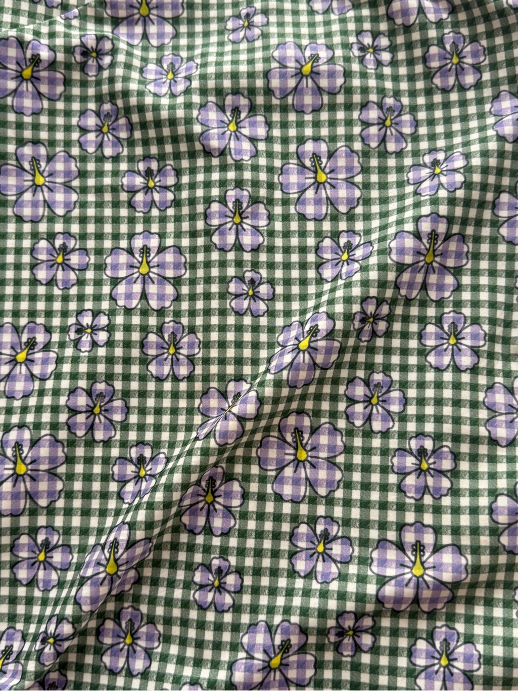 Inner Relm One-Piece Shorts Surf Swim Suit L Large Green Gingham Floral — image 5 of 6